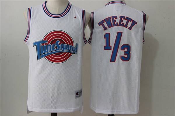 Movie Space Jam TWEETY #1/3 White Basketball Jersey (Stitched)